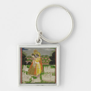 Radha en Krishna omhelzen in een geïdealiseerd la Sleutelhanger