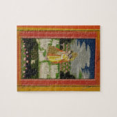 Radha en Krishna omhelzen in een geïdealiseerd lan Legpuzzel (Horizontaal)