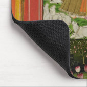 Radha en Krishna omhelzen in een geïdealiseerd lan Muismat (Hoek)