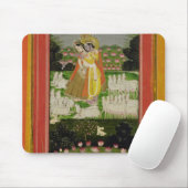 Radha en Krishna omhelzen in een geïdealiseerd lan Muismat (Met muis)