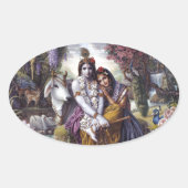 Radha en Krishna Ovale Sticker (Voorkant)