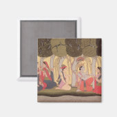 Radha en Krishna zitten in een grove, Kulu Magneet (Voorkant / Achterkant)