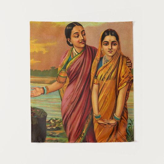 Radha, godin van liefde door Raja Ravi Varma Wandkleed (Voorkant)