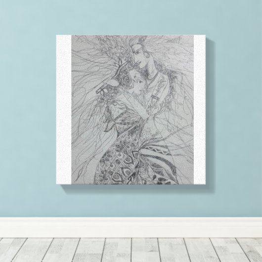 Radha Krishna Canvas Afdruk (Insitu (Houten vloer))