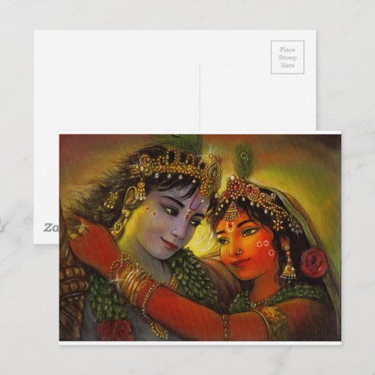 RADHA KRISHNA CLASSIC PAINTING BRIEFKAART (Voorkant / Achterkant)