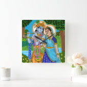 Radha Krishna Clock Vierkante Klok (Huis)