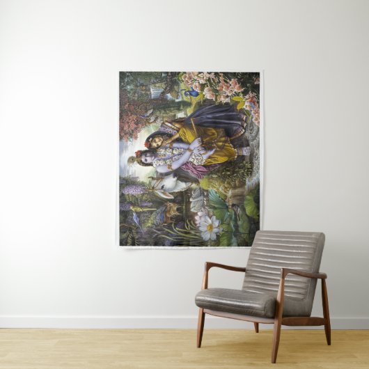 Radha Krishna Divine Couple Tapestry Wandkleed (In situ)