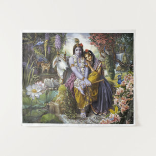 Radha Krishna Divine Couple Tapestry Wandkleed
