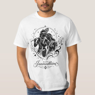 Radha Krishna Fluit Gelukkig Janmashtami T-Shirt