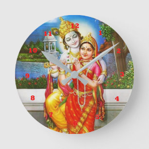 RADHA Krishna Flute Instrument Deity Heilige Heili Ronde Klok
