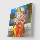 RADHA Krishna Flute Instrument Deity Heilige Heili Vierkante Klok (Hoek)