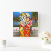 RADHA Krishna Flute Instrument Deity Heilige Heili Vierkante Klok (Huis)