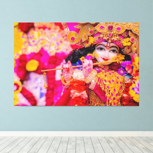 Radha Krishna Het Goddelijke Liefde & Schoonheid A Canvas Afdruk (Insitu (Houten vloer))