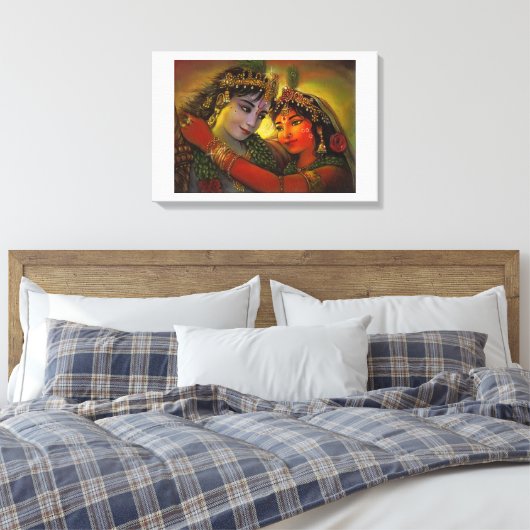 RADHA KRISHNA HINDU GODEN CANVAS AFDRUK (Insitu (Slaapkamer))