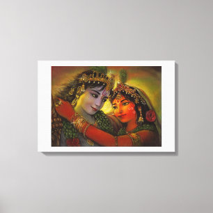 RADHA KRISHNA HINDU GODEN CANVAS AFDRUK