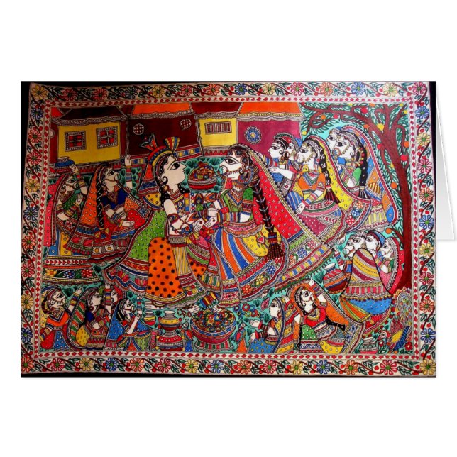 RADHA KRISHNA HINDU GODS MADHUBANI ART STYLE (Voorkant Horizontaal)