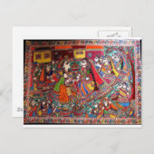 RADHA KRISHNA HINDU GODS MADHUBANI ART STYLE BRIEFKAART (Voorkant / Achterkant)