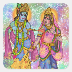 Radha Krishna Holi-sticker spelen Vierkante Sticker