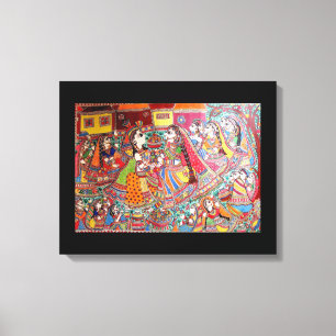 RADHA-KRISHNA INDIAN MADHUBANI STYLE ART PRINT