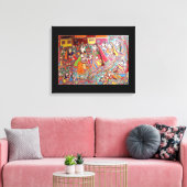 RADHA- KRISHNA INDIASE MADHUBANI STIJL KUNST PRINT (Insitu (Woonkamer))