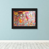 RADHA- KRISHNA INDIASE MADHUBANI STIJL KUNST PRINT (Insitu (Houten vloer))