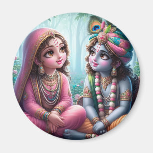 Radha Krishna kijken elkaar aan Magneet