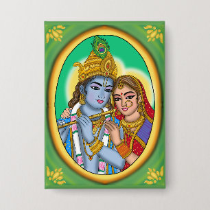 Radha Krishna-knop Button