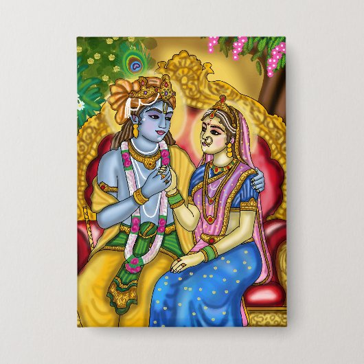 Radha Krishna-knop Button (Voorkant)