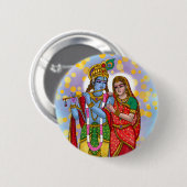 Radha Krishna Knop Ronde Button 5,7 Cm (Voorkant /achterkant)