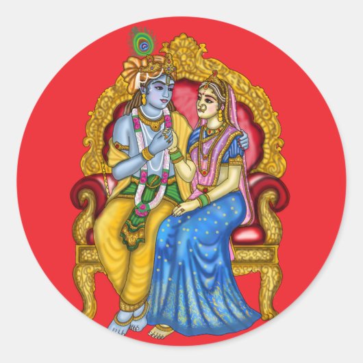 Radha Krishna-knop Ronde Sticker (Voorkant)