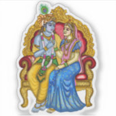 Radha Krishna-knop Sticker (Voorkant)