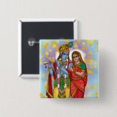 Radha Krishna-knop Vierkante Button 5,1 Cm (Voorkant /achterkant)