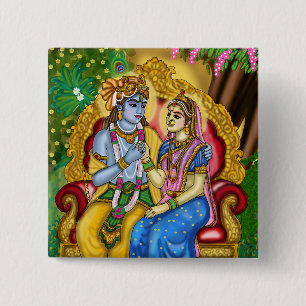 Radha Krishna-knop Vierkante Button 5,1 Cm