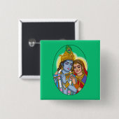 Radha Krishna-knop Vierkante Button 5,1 Cm (Voorkant /achterkant)