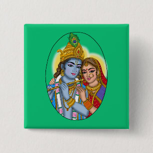Radha Krishna-knop Vierkante Button 5,1 Cm