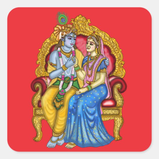 Radha Krishna-knop Vierkante Sticker (Voorkant)