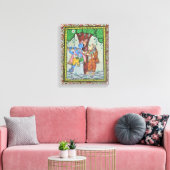 Radha Krishna Liefde Tribal Indiase Pattachitra Ku Canvas Afdruk (Insitu (Woonkamer))