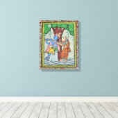 Radha Krishna Liefde Tribal Indiase Pattachitra Ku Canvas Afdruk (Insitu (Houten vloer))