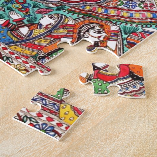 RADHA-KRISHNA MADHUBANI ANCIENT INDIAN ART STYLE LEGPUZZEL (Zijkant)