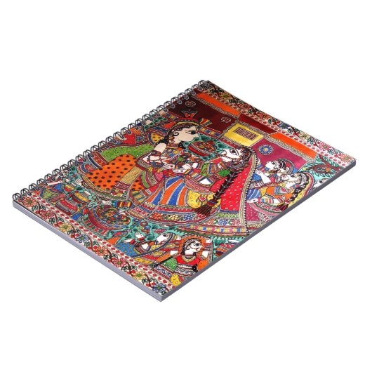 RADHA-KRISHNA MADHUBANI ANCIENT INDIAN ART STYLE NOTITIEBOEK (Linkerzijde)