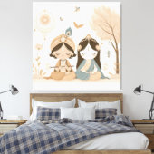Radha Krishna Mandala Wandkunst Canvas Afdruk (Insitu (Slaapkamer))