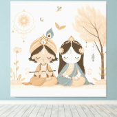 Radha Krishna Mandala Wandkunst Canvas Afdruk (Insitu (Houten vloer))