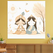 Radha Krishna Mandala Wandkunst Canvas Afdruk (Insitu (Woonkamer))