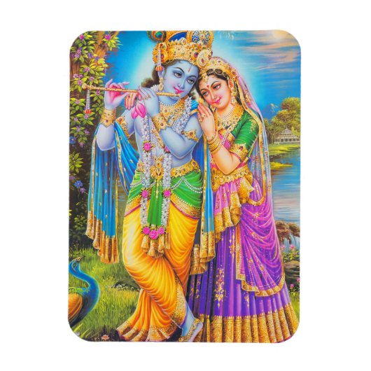 Radha Krishna met Flute Hare Krishna Magneet (Verticaal)