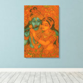 Radha Krishna Mural painting from Kerala Canvas Afdruk (Insitu (Houten vloer))