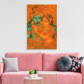 Radha Krishna Mural painting from Kerala Canvas Afdruk (Insitu (Woonkamer))