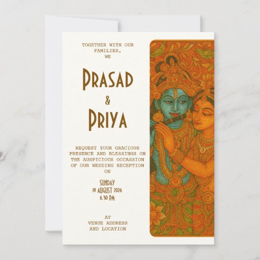 Radha Krishna Muurschildering Indisch Kaart (Voorkant)