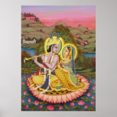 Radha Krishna over het Poster Lotus (Voorkant)