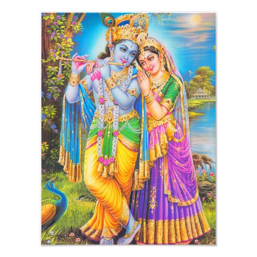 Radha Krishna Painting Hindu God Foto Afdruk (Voorkant)