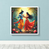 Radha Krishna Spiritual Paintings 🌺🎶. Canvas Afdruk (Insitu (Houten vloer))